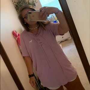 purple lace up shirt from pink